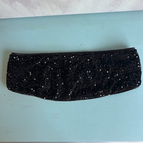 Black Sequin Bandeau Crop Top Size XS - Picture 10 of 11